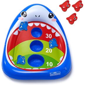 AURASUN Kids Fun Pool Toys، نفخ القرش بركة Cornhole لعبة عائمة، لعبة المياه في الهواء الطلق ألعاب حمام سباحة للأطفال البالغين، هدية حفلة الصيف باردة 3 4 5 6 7 8 9 10 12 سنة صبي فتاة في سن المراهقة الأسرة in Saudi Arabia