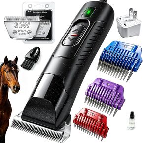 Professional Horse Clippers with Detachable Wide Blade, Low Noise, Heavy Duty Grooming Clippers Kit for Thick Coat Long Hair, Horse Trimmer for Livestock Dogs Cats in Saudi Arabia