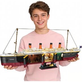 Zylvoxia Titanic Building Set, 2288 Pcs Titanic Big Ship Model Block Set with Glacier and Glowing Light Strip, Giant Ship Building Model Set for Adults and Kids in Saudi Arabia