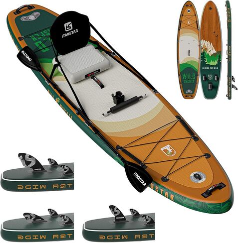 iTAOSTAR Wild Whisper 12'x35 Inflatable Stand Up Paddle Board with Seat - Extra Wide Inflatable SUP Boards for All Skill Levels, Premium SUP Package with Full Accessories for Touring & Yoga in Saudi Arabia