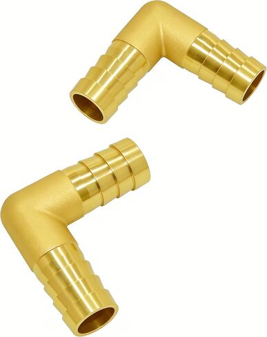 Brass Hose Barb Fitting 90 Degree Elbow 1" x 3/4" Barbed 2pcs with 4pcs Hose Clamps in Kuwait