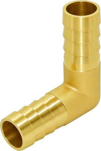 Brass Hose Barb Fitting 90 Degree Elbow 1" x 3/4" Barbed 2pcs with 4pcs Hose Clamps in Kuwait
