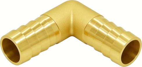 Brass Hose Barb Fitting 90 Degree Elbow 1" x 3/4" Barbed 2pcs with 4pcs Hose Clamps in Kuwait
