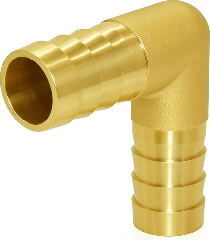 Brass Hose Barb Fitting 90 Degree Elbow 1" x 3/4" Barbed 2pcs with 4pcs Hose Clamps in Kuwait