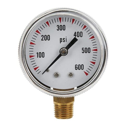 Pressure 0-600 PSI with 1 / 4in NPT Brass Connector – Clear Round Dial, Durable Stainless Steel – Accurate Water & Air Pressure Measurement for Pumps and Pools in Kuwait
