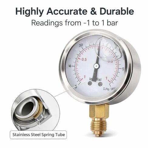 ضغط PSI 1/4 BSP مملوء بالزيت، علبة من الفولاذ المقاوم للصدأ 41 بار - متوافق مع الماء والزيت والهواء، وحماية IP65 للتعدين والاستخدام المنزلي in Kuwait