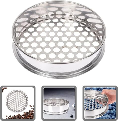 UPKOCH Stainless Steel Blueberry Grading Sieve Round Sifter for Stackable Design Mesh for Efficient Screening Easy to Use Clean in Kuwait