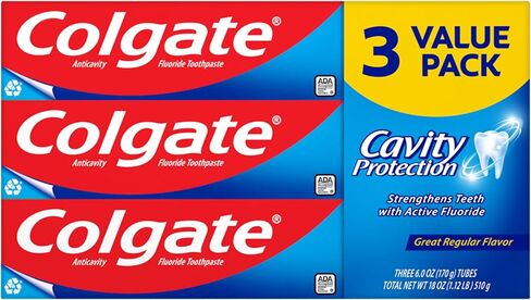 Colgate Cavity Protection Toothpaste with Fluoride, Great Regular Flavor - 6 Ounce (3 Pack) in Saudi Arabia