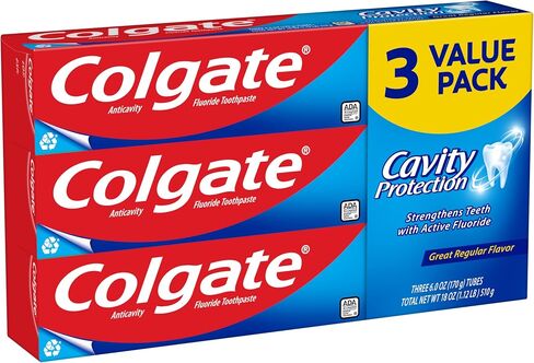 Colgate Cavity Protection Toothpaste with Fluoride, Great Regular Flavor - 6 Ounce (3 Pack) in Saudi Arabia