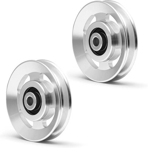 عجلة بكرة ألومنيوم من RitFit لمعدات الصالة الرياضية، مجموعة مكونة من قطعتين/ 6 قطع ملحق بكرة رف الطاقة، عجلة بكرة من سبائك الألومنيوم مقاس 90 مم لصالة الألعاب الرياضية المنزلية in Kuwait