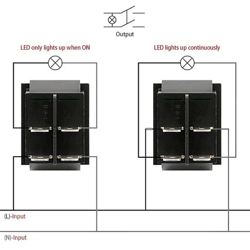 Heschen Rocker Switch ON-OFF DPST 4 Terminals Green Light 16A 250VAC With Waterproof Cover (2), RK1-01-HS-G in Saudi Arabia