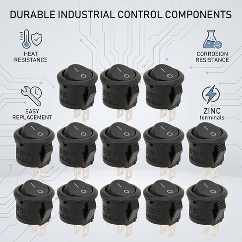 20Pcs Rocker Switch Power Switch 2 Pin 2 Position Switches Round Button Toggle On Off Rocker Switch KCD11 in Saudi Arabia