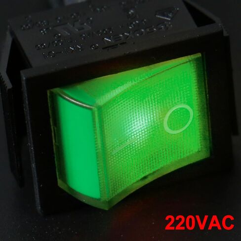 Heschen Rocker Switch ON-OFF DPST 4 Terminals Green Light 16A 250VAC With Waterproof Cover (2), RK1-01-HS-G in Saudi Arabia