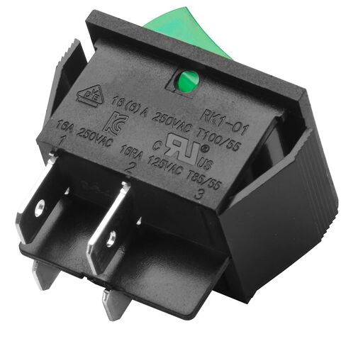 Heschen Rocker Switch ON-OFF DPST 4 Terminals Green Light 16A 250VAC With Waterproof Cover (2), RK1-01-HS-G in Saudi Arabia