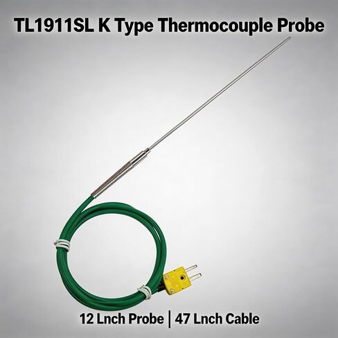 TL1911SL Type K Thermocouple Probe Temperature Range: -40°F to 1500°F | Suitable for kilns, industrial ovens smoking chambers 3D printers, and similar applications in Saudi Arabia
