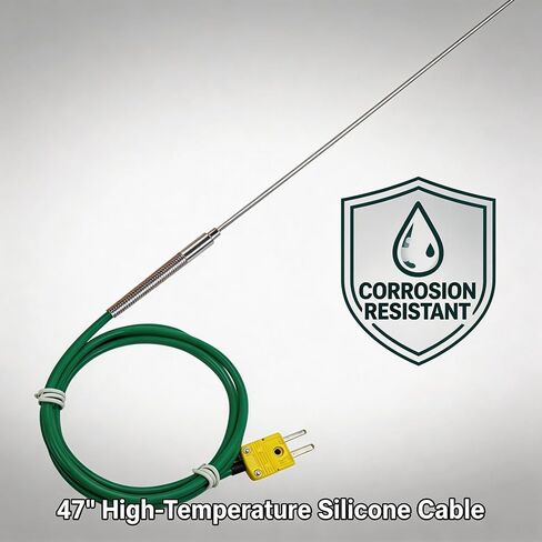 TL1911SL Type K Thermocouple Probe Temperature Range: -40°F to 1500°F | Suitable for kilns, industrial ovens smoking chambers 3D printers, and similar applications in Saudi Arabia