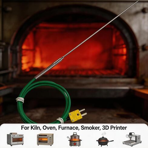 TL1911SL Type K Thermocouple Probe Temperature Range: -40°F to 1500°F | Suitable for kilns, industrial ovens smoking chambers 3D printers, and similar applications in Saudi Arabia