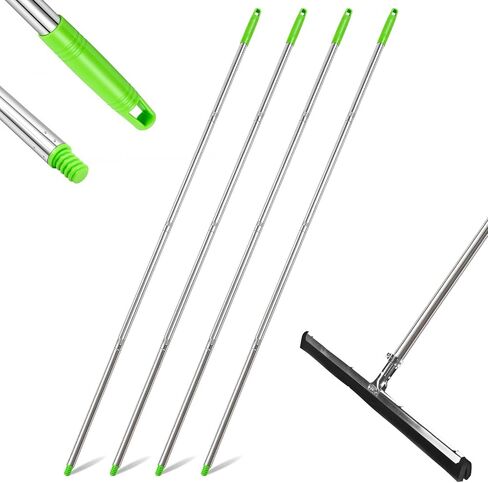 4 Pack 57.5-Inch Stainless Steel Floor Squeegee Replacement Handles, 3/4-Inch Acme Thread Poles with Non-Slip Grip and Hanging Cap for Commercial Cleaning, Green in Saudi Arabia