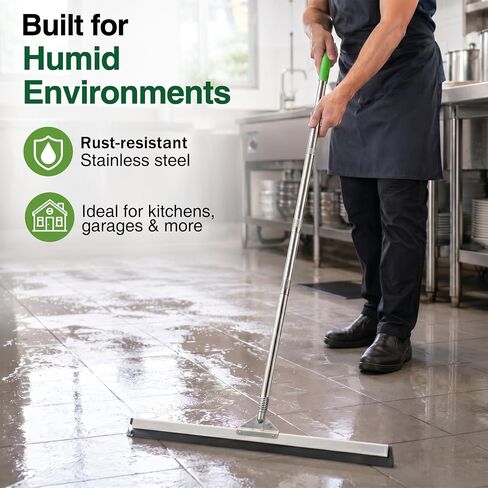 4 Pack 57.5-Inch Stainless Steel Floor Squeegee Replacement Handles, 3/4-Inch Acme Thread Poles with Non-Slip Grip and Hanging Cap for Commercial Cleaning, Green in Saudi Arabia
