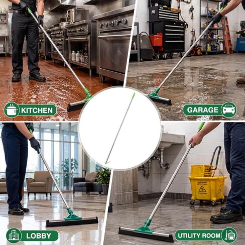 4 Pack 57.5-Inch Stainless Steel Floor Squeegee Replacement Handles, 3/4-Inch Acme Thread Poles with Non-Slip Grip and Hanging Cap for Commercial Cleaning, Green in Saudi Arabia