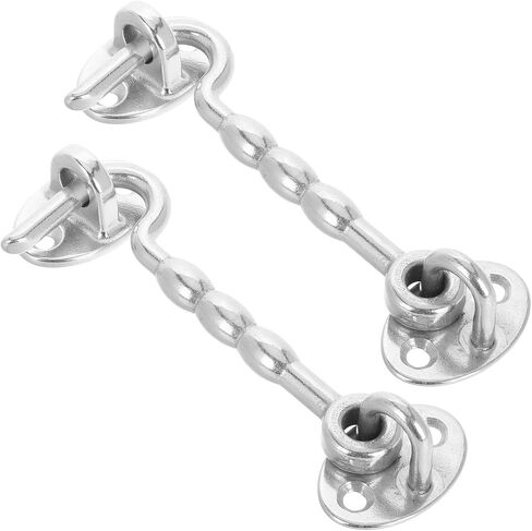 BESTonZON 2pcs Stainless Steel Shed Door Holder with Marine Hook Catch and Gate Hook Stopper, Quick Setup Wind Proof Safety Latch for Doors and Windows in Outdoor Sheds in Saudi Arabia
