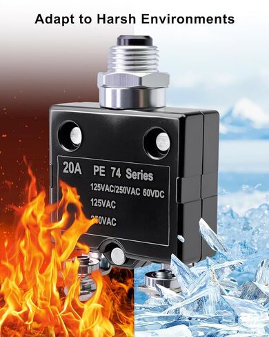 Current Overload Protector Circuit Breaker Fit for JMB PE 74 Series 20A 125/250VAC 50VDC, Manual Reset Push Button Thermal Circuit Breakers in Saudi Arabia