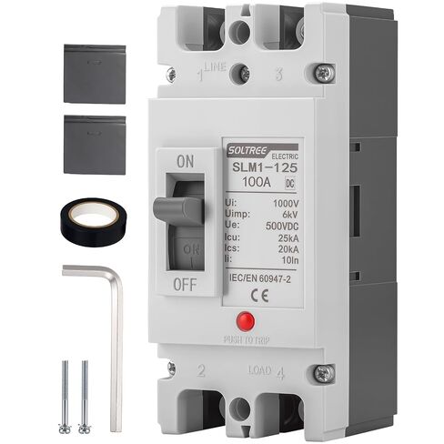 DC Breaker 200Amp, 2P Battery DC Disconnect Switch with Arc Chutes, Flame Retardant Solar PV Disconnect Switch for Solar PV Systems, ESS and Battery Protection in Saudi Arabia