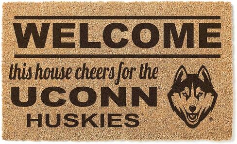 KH Sports Fan Connecticut Huskies Welcome Coir Doormat, 18x30 Inches, Huskies Outdoor Rug; Display Your Team Spirit with This Unique Connecticut Huskies Doormat in Saudi Arabia