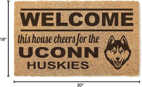 KH Sports Fan Connecticut Huskies Welcome Coir Doormat, 18x30 Inches, Huskies Outdoor Rug; Display Your Team Spirit with This Unique Connecticut Huskies Doormat in Saudi Arabia