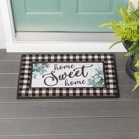 حشوات بساط تبديل من Evergreen Home Sweet Home Eucalyptus Sassafras، سجادة باب أمامي للمدخل داخلي وخارجي، سجادة ترحيب للمدخل، 22 بوصة × 10 بوصة، حشوة ممسحة أرجل من الساسافراس بظهر غير قابل للانزلاق in Kuwait