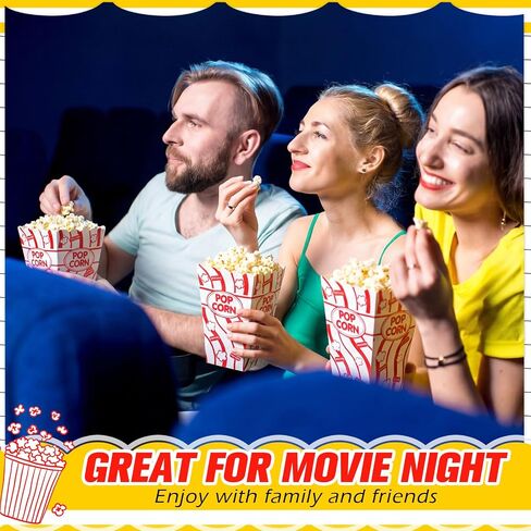 Tinlade 100 Pcs 32 oz Classic Popcorn Buckets Bulk 32oz Disposable Stripe Paper Popcorn Boxes Bowls Reusable Oil Proof Container Retro Open Top Box for Carnival Supplies Theater Birthday Party(Red) in Saudi Arabia