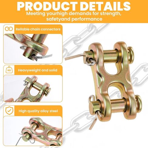 6 Pcs 3/8 Inch Twin Clevis Link, Alloy Steel Chain Repair Links Safety Chain Repair Link for Safety Chains - 3/8 Chain Link Connector, Working Load Capacity of 6600 lbs in Saudi Arabia