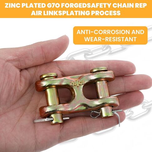 6 Pcs 3/8 Inch Twin Clevis Link, Alloy Steel Chain Repair Links Safety Chain Repair Link for Safety Chains - 3/8 Chain Link Connector, Working Load Capacity of 6600 lbs in Saudi Arabia