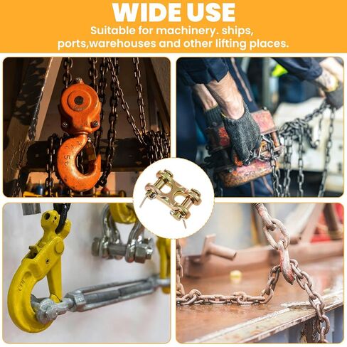 6 Pcs 3/8 Inch Twin Clevis Link, Alloy Steel Chain Repair Links Safety Chain Repair Link for Safety Chains - 3/8 Chain Link Connector, Working Load Capacity of 6600 lbs in Saudi Arabia