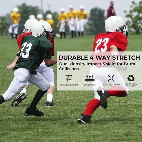 COOLOMG Boys 7 Pads Football Girdles Youth Football Compression Pants with Pads for Knee, Hip, Tailbone, Thigh in Kuwait