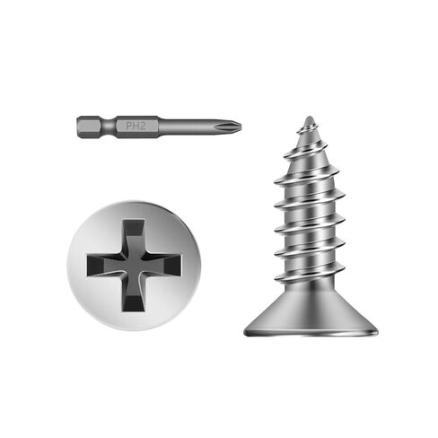 #12 x 1/2" 150 PCS Flat Head Sheet Metal Screws, Phillips Drive Self Tapping Screws, Stainless Steel Countersunk Head Wood Screws, Plain Finish, Screwdriver Bit Included in Saudi Arabia