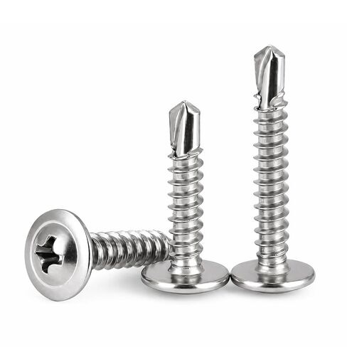 #10 x 1-1/4 (100 Pack) Sheet Metal Screws, 410 Stainless Steel Truss Head Self-Tapping Screws for Metal, Plastic & Wood, Phillips Drive, High Strength Self Drilling Screws in Saudi Arabia