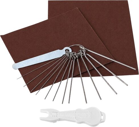 Guitar Nut Files Guitar Nut File Set 13pcs Different Size Needle Files Set Tool Kit with Circular Cross Section and 9 Pcs Sand Paper For Bass, Ukulele, Acoustic & Electric Guitars Nuts Slot Polish in Saudi Arabia