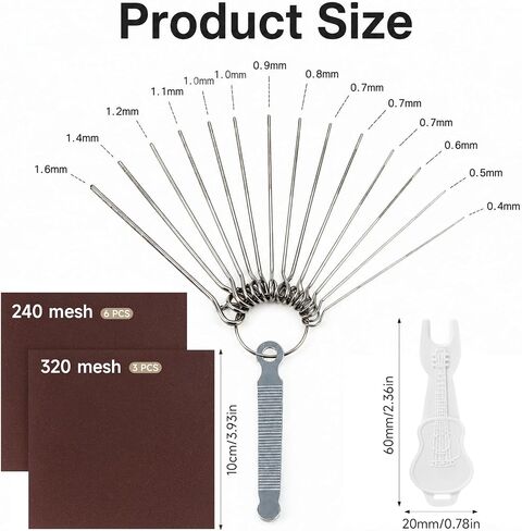 Guitar Nut Files Guitar Nut File Set 13pcs Different Size Needle Files Set Tool Kit with Circular Cross Section and 9 Pcs Sand Paper For Bass, Ukulele, Acoustic & Electric Guitars Nuts Slot Polish in Saudi Arabia