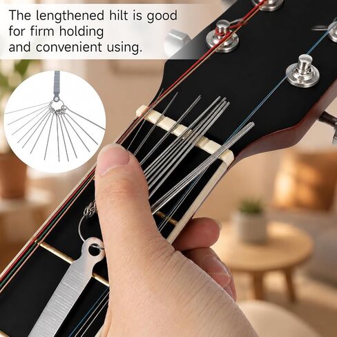 Guitar Nut Files Guitar Nut File Set 13pcs Different Size Needle Files Set Tool Kit with Circular Cross Section and 9 Pcs Sand Paper For Bass, Ukulele, Acoustic & Electric Guitars Nuts Slot Polish in Saudi Arabia
