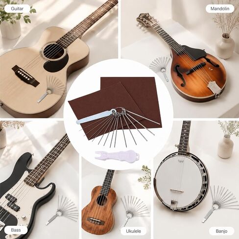 Guitar Nut Files Guitar Nut File Set 13pcs Different Size Needle Files Set Tool Kit with Circular Cross Section and 9 Pcs Sand Paper For Bass, Ukulele, Acoustic & Electric Guitars Nuts Slot Polish in Saudi Arabia
