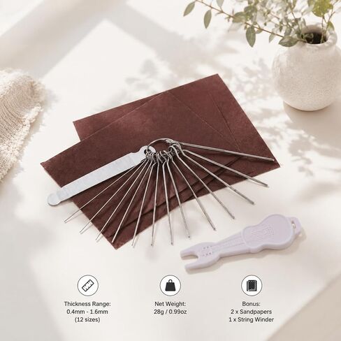 Guitar Nut Files Guitar Nut File Set 13pcs Different Size Needle Files Set Tool Kit with Circular Cross Section and 9 Pcs Sand Paper For Bass, Ukulele, Acoustic & Electric Guitars Nuts Slot Polish in Saudi Arabia