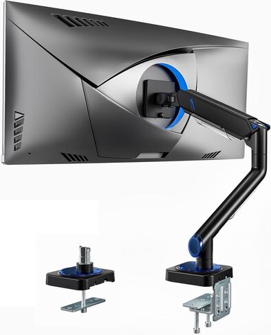 ARES WING Monitor Arm for 17-49 Inch, Ultrawide Single Monitor Mount Holds up to 44lbs, Heavy Duty Mechanical Spring Monitor Stand Adjustable Arms, 75/100 VESA Mount with Clamp/Grommet Base, Black in Saudi Arabia