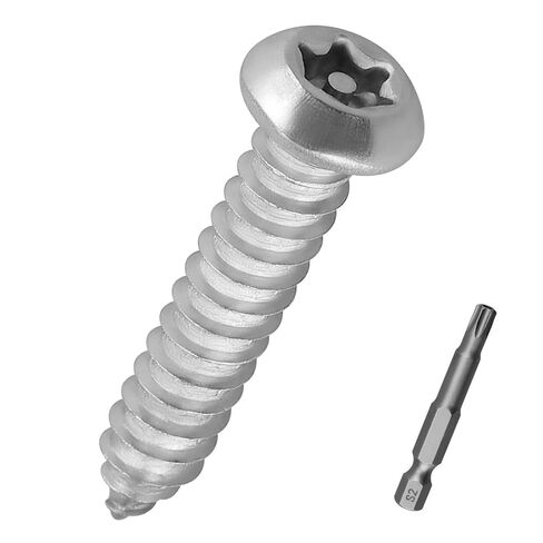100pcs M5 x 20mm Button Head Torx Pin-in Security Tapping Screws 304 SS | Includes 50mm S2 Bit, 18-8 Stainless Steel, 6-Lobe Star Pin-in Drive, Low-profile Head, Anti-Theft Screws in Kuwait