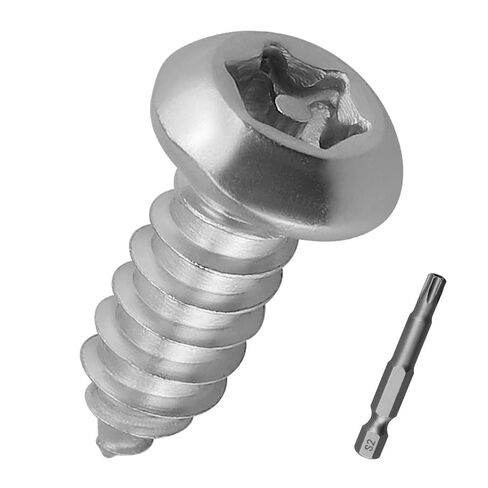 100pcs M5 x 20mm Button Head Torx Pin-in Security Tapping Screws 304 SS | Includes 50mm S2 Bit, 18-8 Stainless Steel, 6-Lobe Star Pin-in Drive, Low-profile Head, Anti-Theft Screws in Kuwait