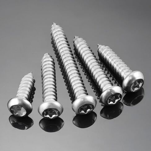 100pcs M5 x 20mm Button Head Torx Pin-in Security Tapping Screws 304 SS | Includes 50mm S2 Bit, 18-8 Stainless Steel, 6-Lobe Star Pin-in Drive, Low-profile Head, Anti-Theft Screws in Kuwait