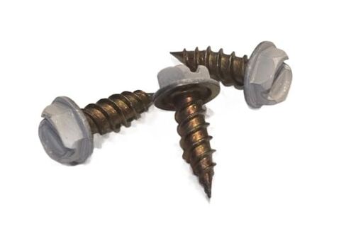 100 Count White Painted Premium Rain Gutter Screws #8 x 1/2" Long, Zinc Plated, Corrosion Resistant, Self Tapping, Self Starting, Downspout, Sheet Metal Zip Screws, Slotted Hex Head, with Bit Holder in Saudi Arabia