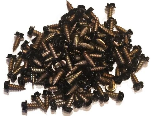 100 Count Black Painted Premium Rain Gutter Screws #8 x 1/2" Long, Zinc Plated, Corrosion Resistant, Self Tapping, Self Starting, Downspout, Sheet Metal Zip Screws, Slotted Hex Head, with Bit Holder in Saudi Arabia