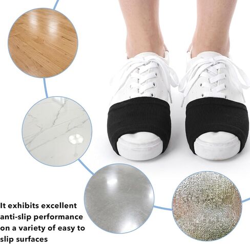 4 Pairs Dance Shoe Covers, Elastic Shoe Covers for Dancing, Non-Slip Dancing Socks Over Shoes for Smooth Floors, Polyester Material (Black, 3.54 X 33.46 In) in Saudi Arabia