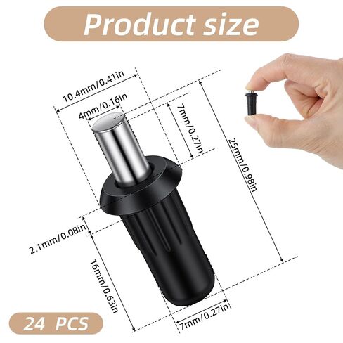 24pcs Cabinet Door Pins, Cabinet Door Repair Pins, Spring Loaded Pin, Spring Pins for Connecting Small Furniture Doors Panels and Blinds, Black in Saudi Arabia